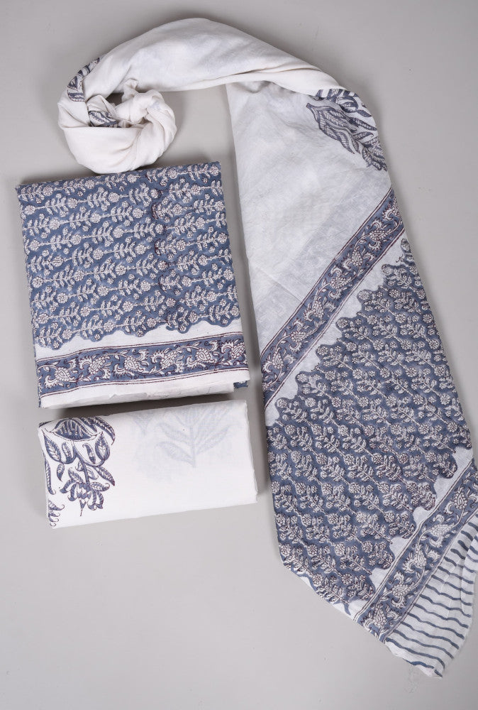 Beautiful Bagru Hand Block Printed Cotton Suit Material With Cotton Dupatta Style 31 - Gi Heritage