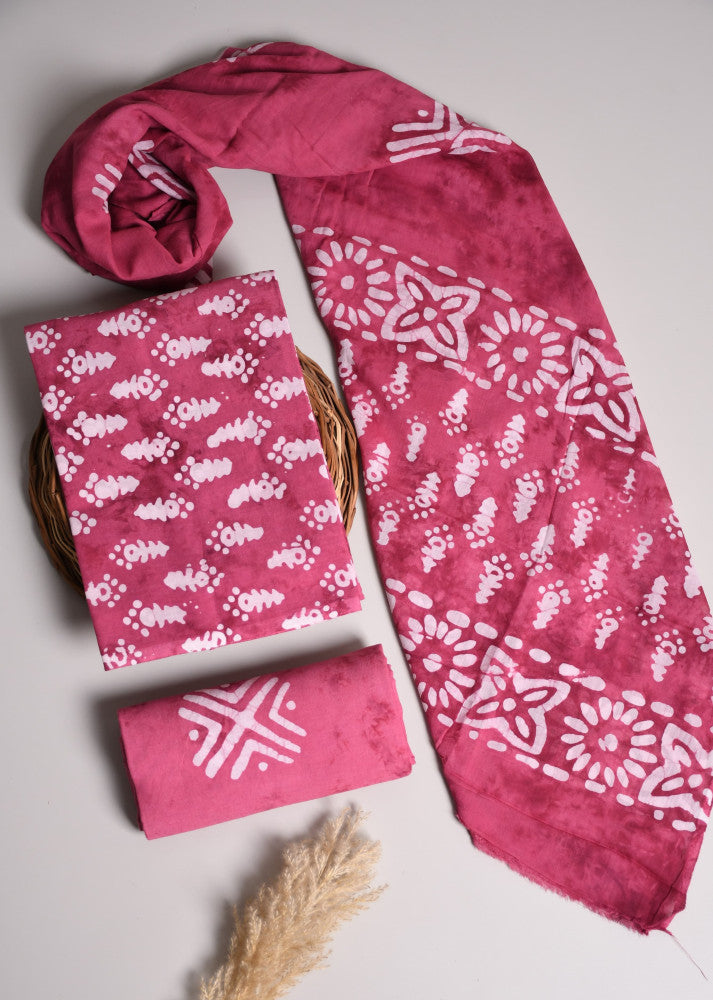 Beautiful Bagru Hand Block Printed Cotton Suit Material With Cotton Dupatta Style 35