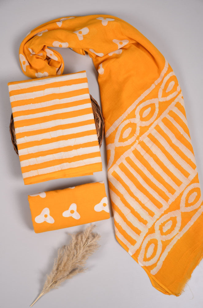 Beautiful Bagru Hand Block Printed Cotton Suit Material With Cotton Dupatta Style 4