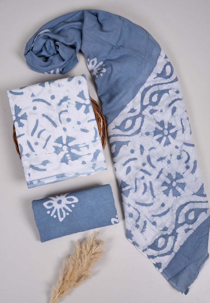 Beautiful Bagru Hand Block Printed Cotton Suit Material With Cotton Dupatta Style 40 - Gi Heritage