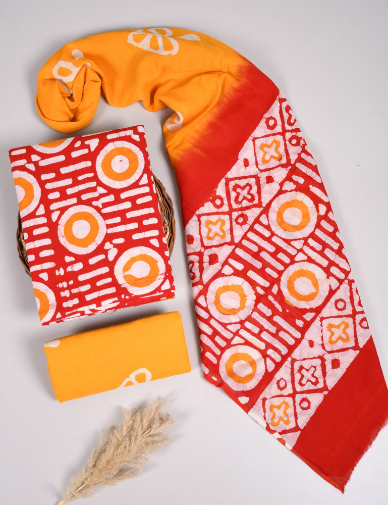 Beautiful Bagru Hand Block Printed Cotton Suit Material With Cotton Dupatta Style 57