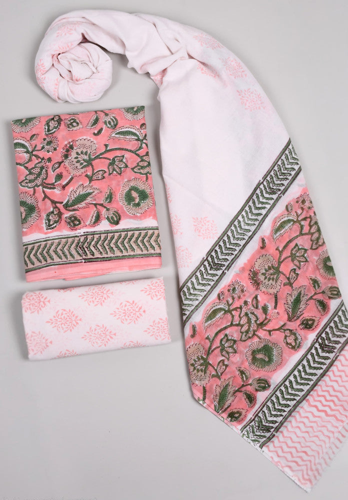 Beautiful Bagru Hand Block Printed Cotton Suit Material With Cotton Dupatta Style 8