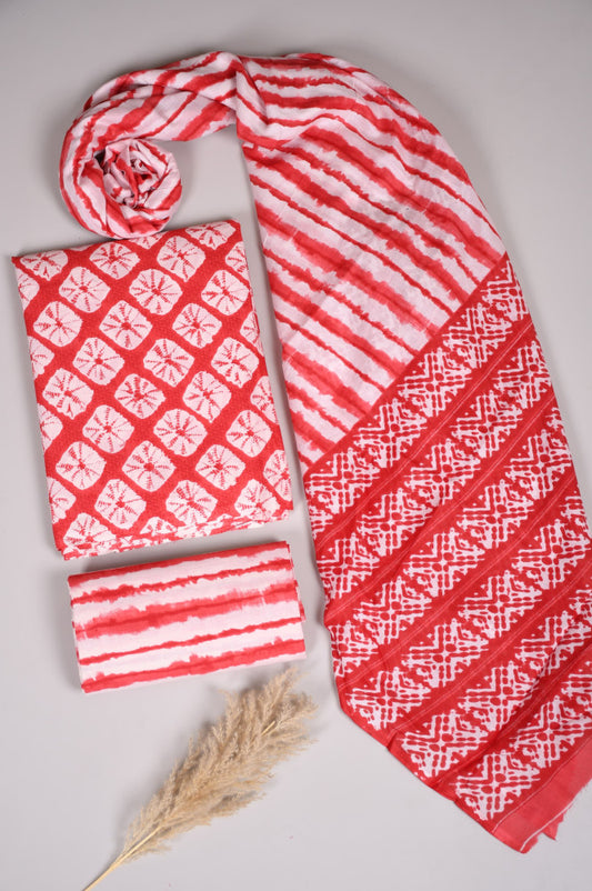 Beautiful Bagru Hand Block Printed Cotton Suit Material With Cotton Dupatta Style 9