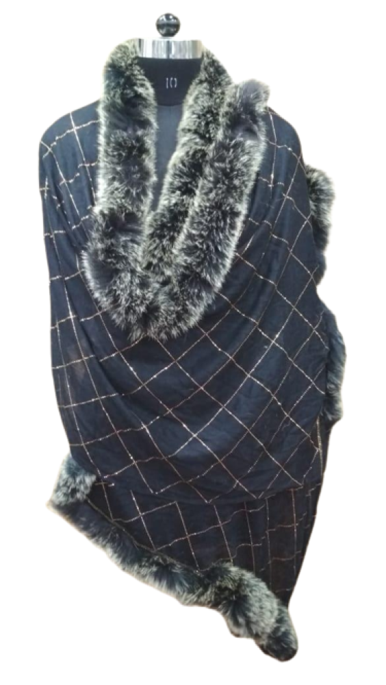 Beautiful Dark Blue Checks Pashmina Stole