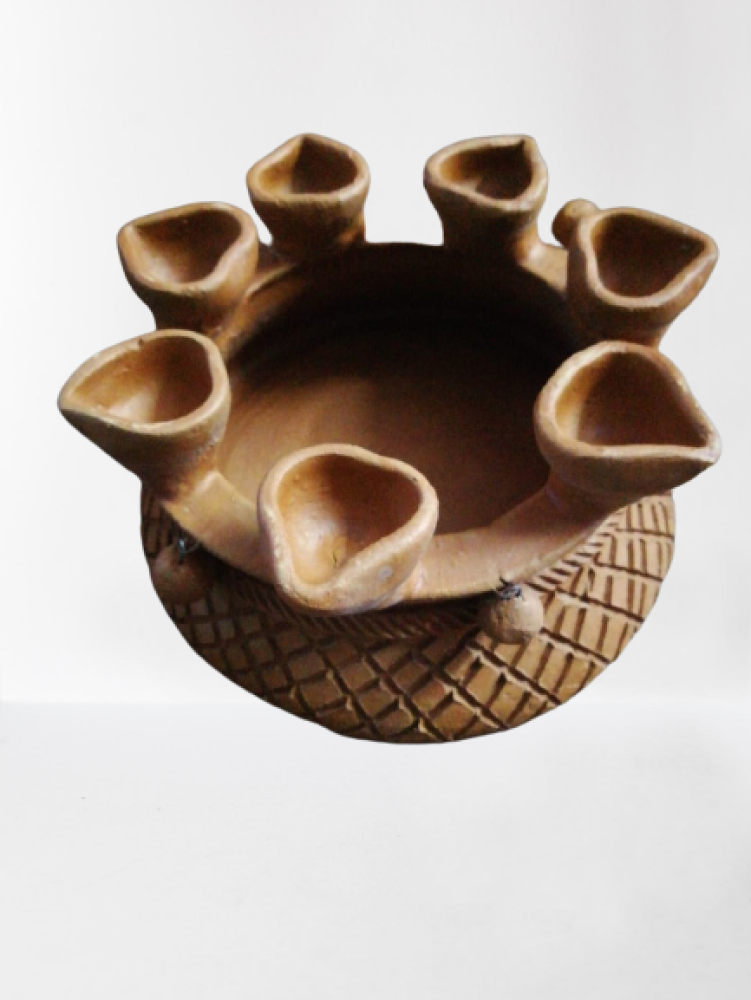 Beautiful Gorakhpur Terracota 7 diya set