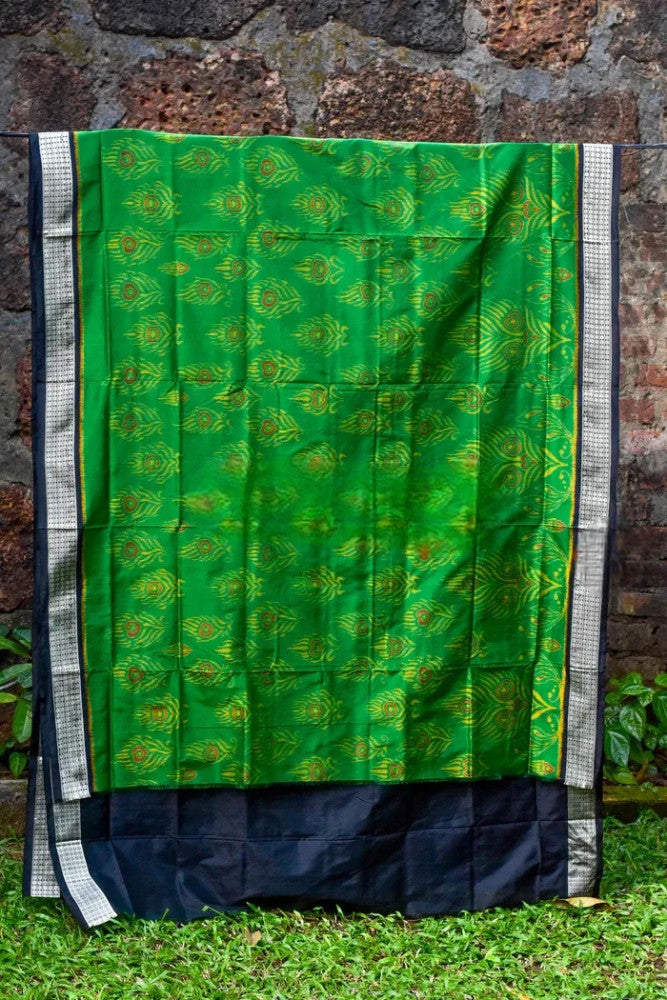 Beautiful Green & Navy Blue Sambalpuri Silk Saree