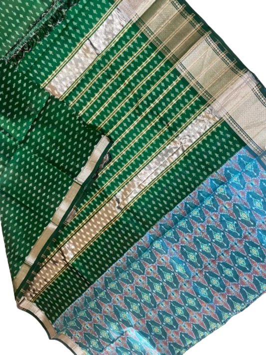 Beautiful Green Telia Rumal Saree