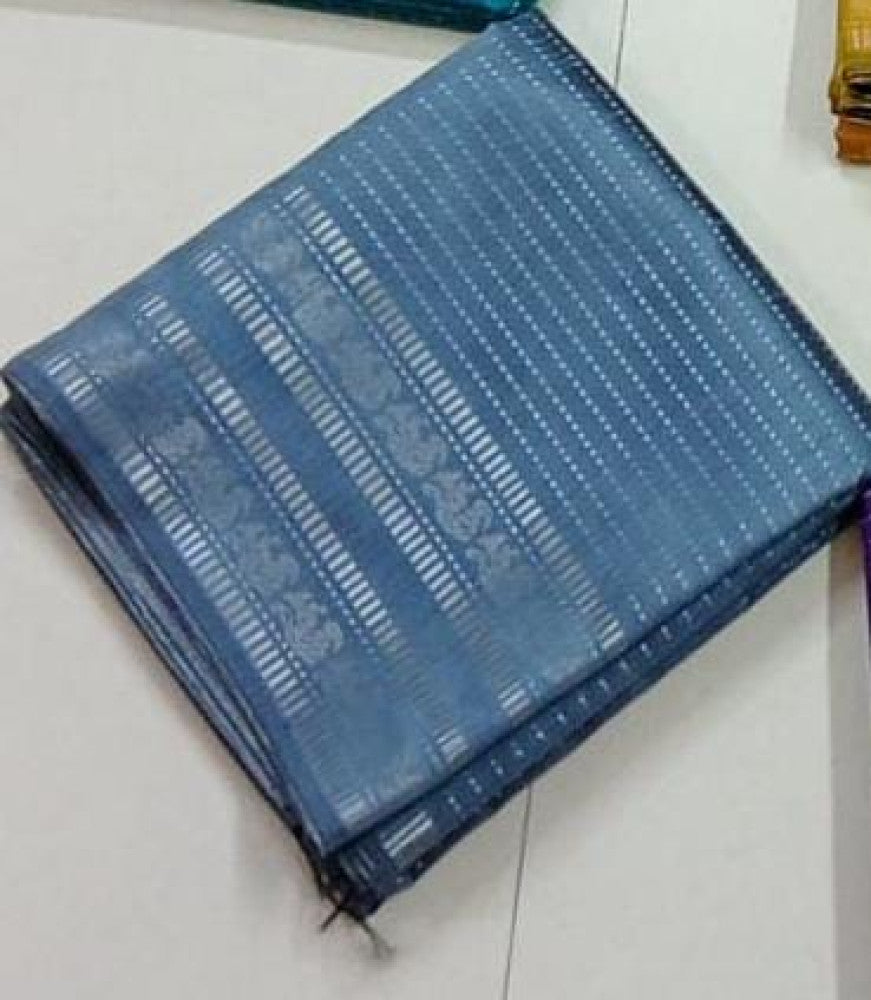 Beautiful Grey And Purple Champa Silk Saree