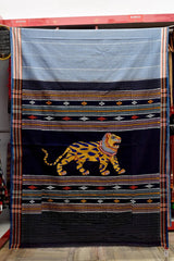 Beautiful Grey Lion Print Dhalapathar Saree