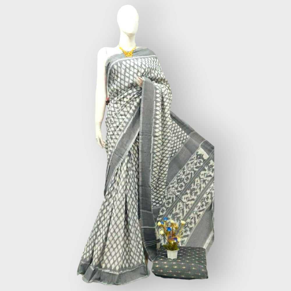 Beautiful Grey Telia Rumal Saree