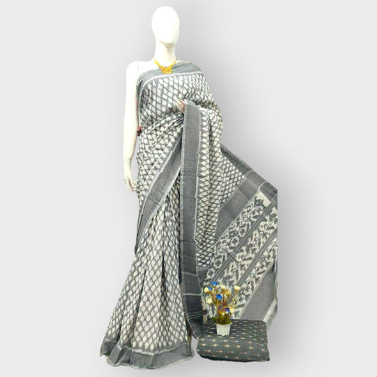 Beautiful Grey Telia Rumal Saree