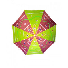 Beautiful Handmade Pipli Traditional Applique Work Red & Green Umbrella