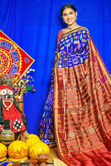 Beautiful Ink Blue & Maroon Kotpad Silk Saree