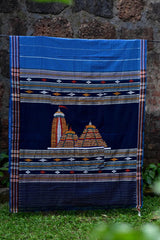 Beautiful Ink Blue Puri Jagannath Mandir Print Dhalapathar Saree