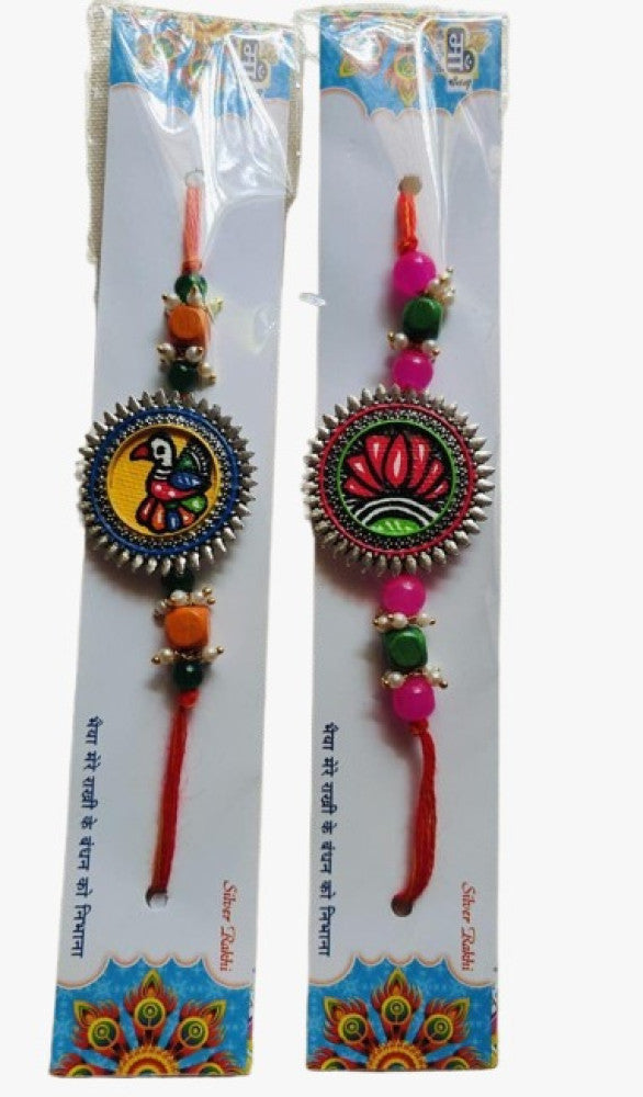 Beautiful Madhubani Rakhi 2 Pieces style 1