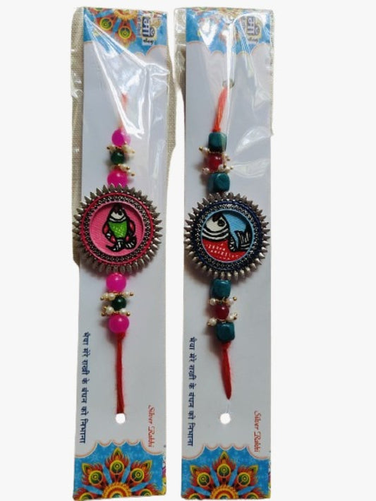 Beautiful Madhubani Rakhi 2 Pieces style 3