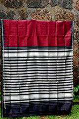 Classy Cream & Red Berhampur Saree