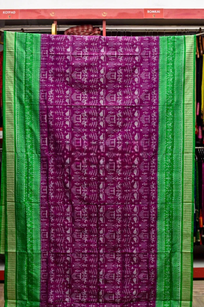 Beautiful Purple & Green Sambalpuri Silk Saree