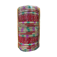 Beautiful Red Lac Bangle With Stone Set