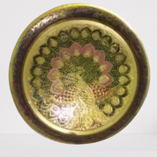 Beautiful Sapat Meena Work Golden Peacock (5 Inch)