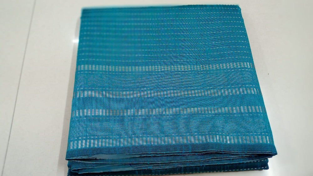 Beautiful Sky Blue And Navy Blue Champa Silk Saree