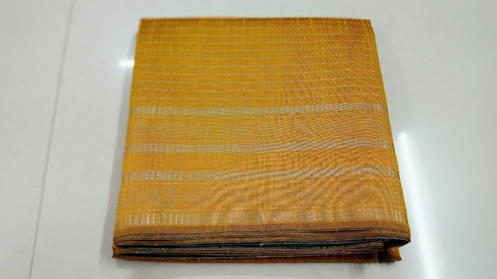 Beautiful Yellow And Green Champa Silk Saree