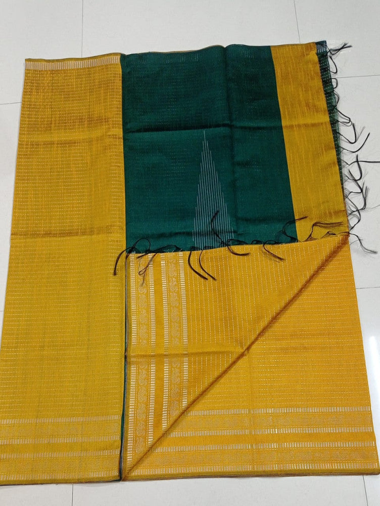 Beautiful Yellow And Green Champa Silk Saree