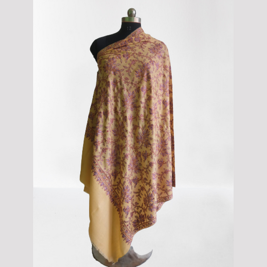 Beautiful Yellow & Pink Design Kani Shawl