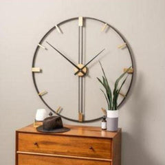 Beige & Brown Dial Brass Finish Wall Clock