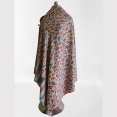 Beige With Multicolour Leaf Design Kani Shawl