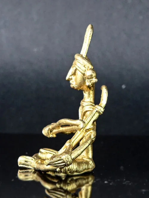 Bengal Dokra Adivasi Man Playing Banam Sitting