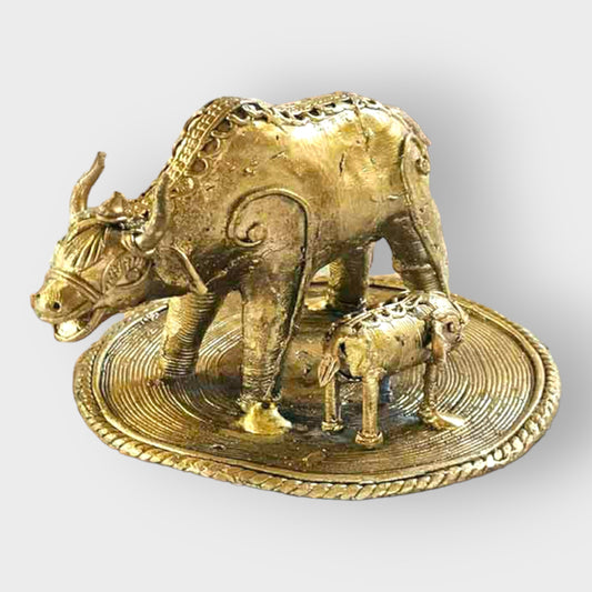Bengal Dokra Brass Cow Family