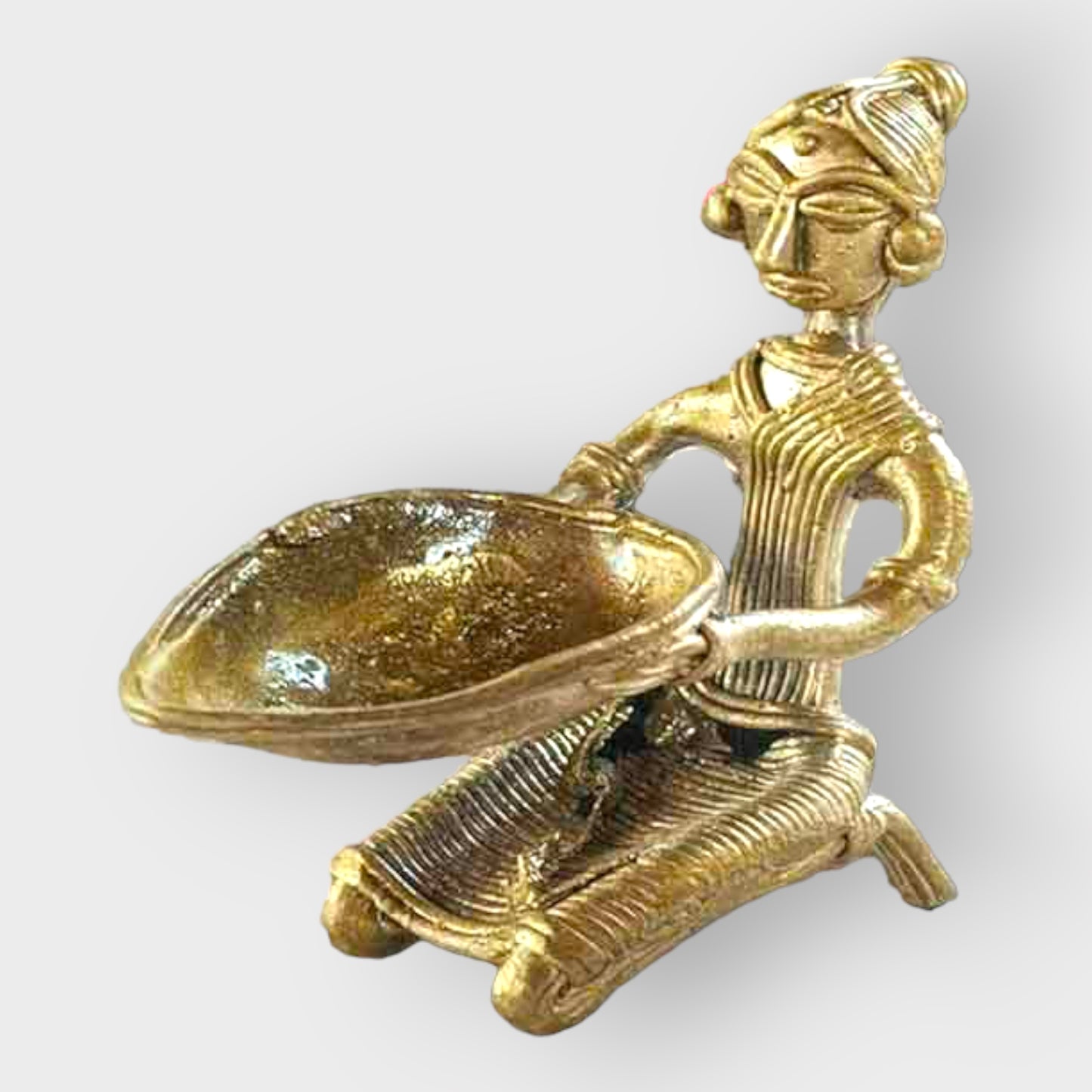 Bengal Dokra Brass Lady Oil Lamp