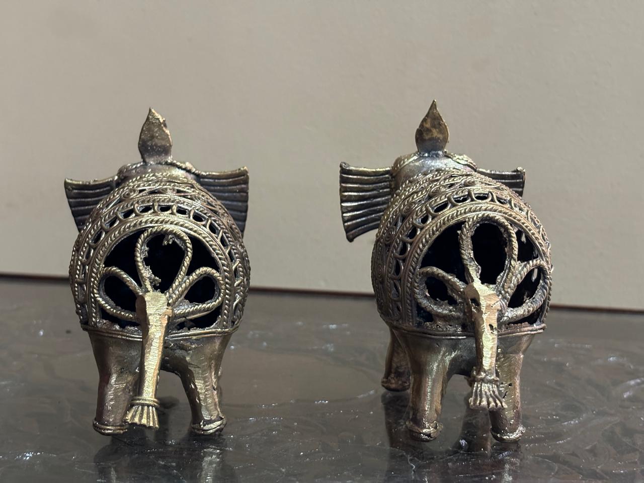 Bengal Dokra Brass Set of 2 Elephants