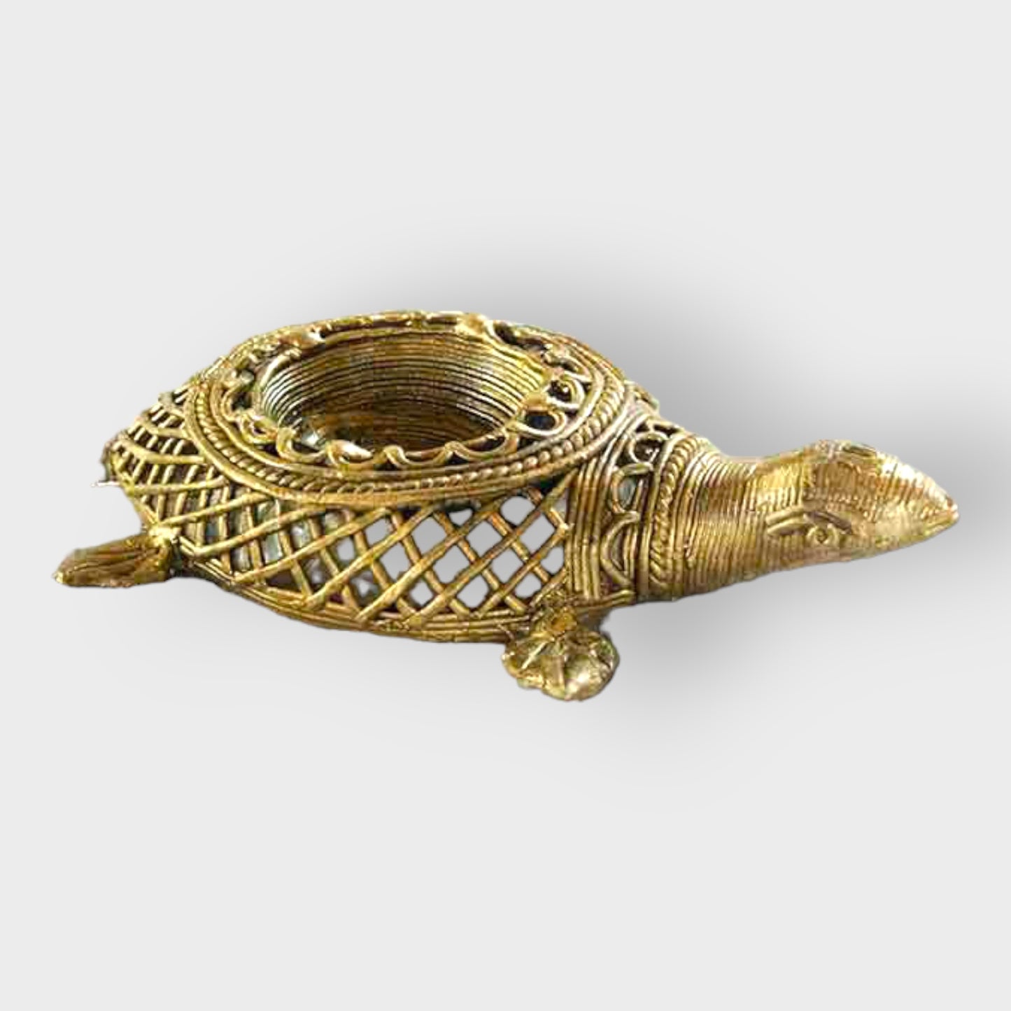 Bengal Dokra Brass Tortoise Candle Holder