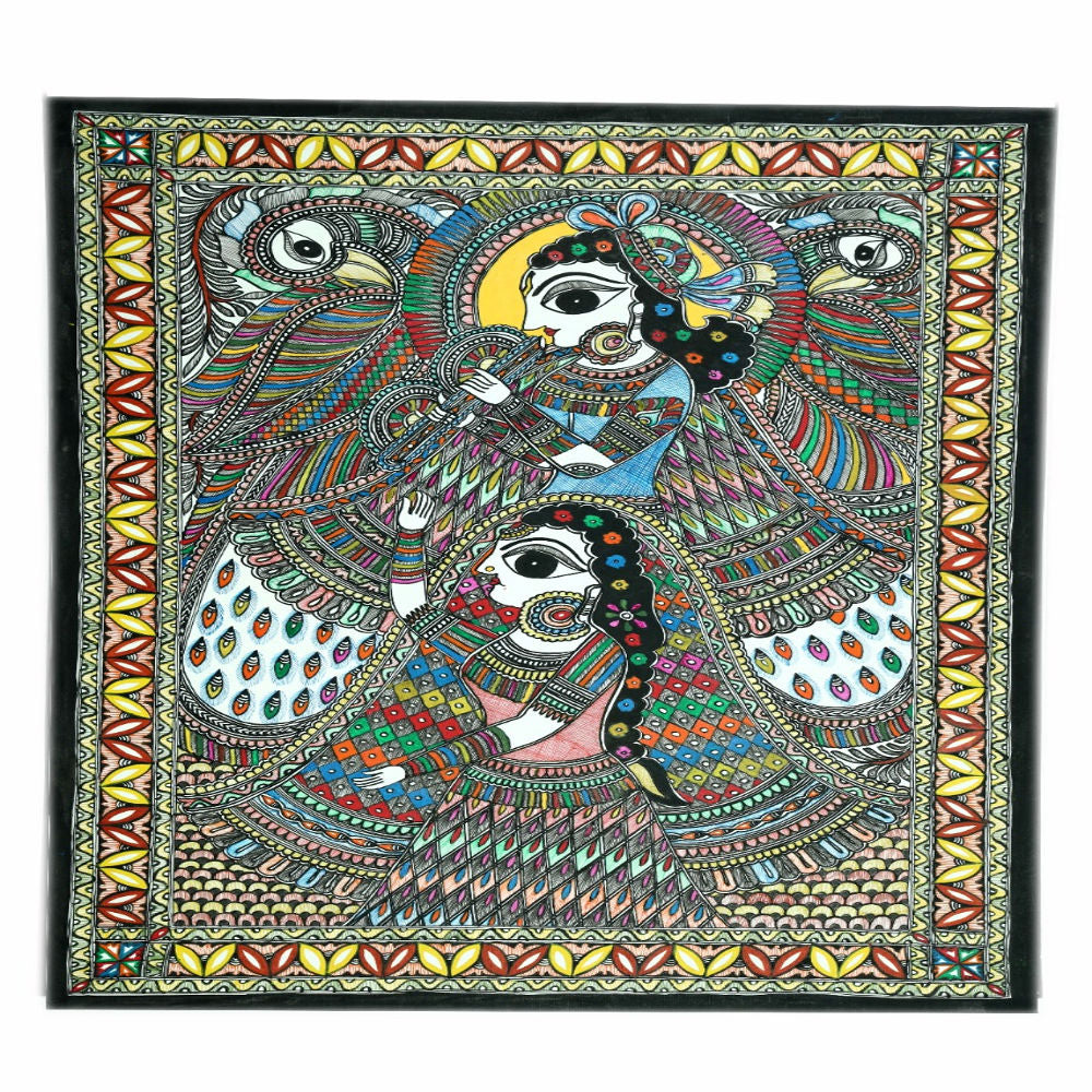 Beyond Love Radha Krishna Madhubani Painting