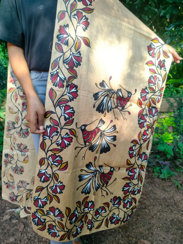 Bhagalpuri Silk Khovar Stole Style 1
