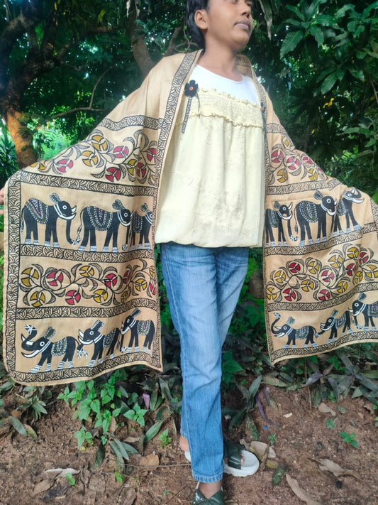 Bhagalpuri Silk Khovar Stole Style 2