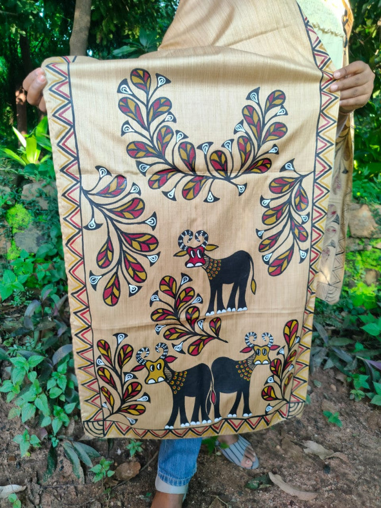 Bhagalpuri Silk Khovar Stole Style 4