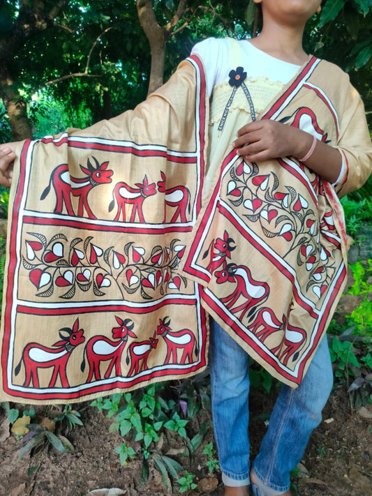 Bhagalpuri Silk Khovar Stole Style 5