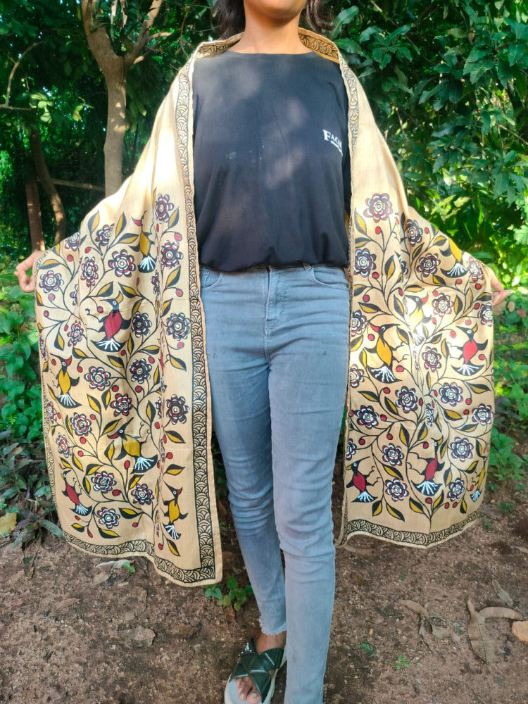 Bhagalpuri Silk Khovar Stole Style 7