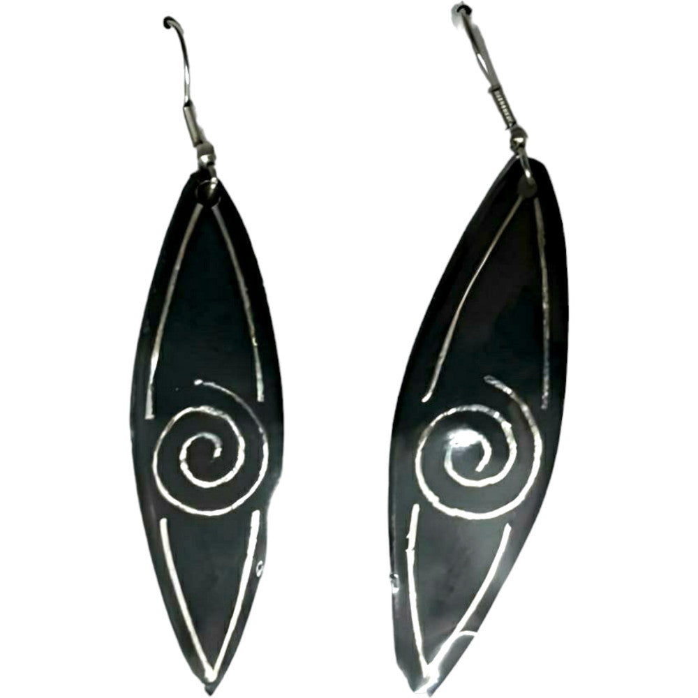 Bidriware Craft Earring with Intricate Inlay Design