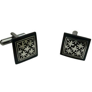 Bidriware Craft Cufflinks with Intricate Inlay Design