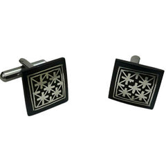 Bidriware Craft Cufflinks with Intricate Inlay Design