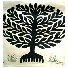 Black Banyan Tree Pipli Appliquie Cushion Cover Single Piece (16