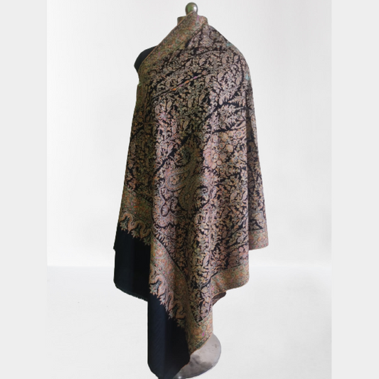 Black & Beige Designer Prints Kani Shawl