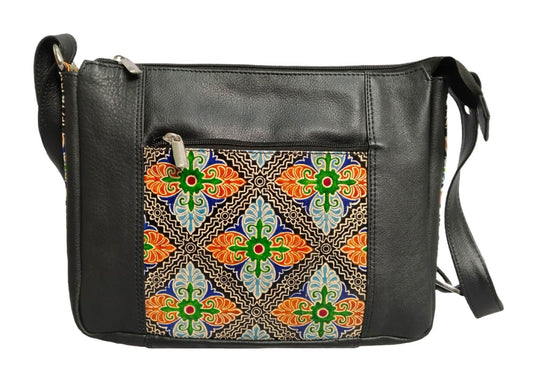 Black Combo Sling Leather Bag