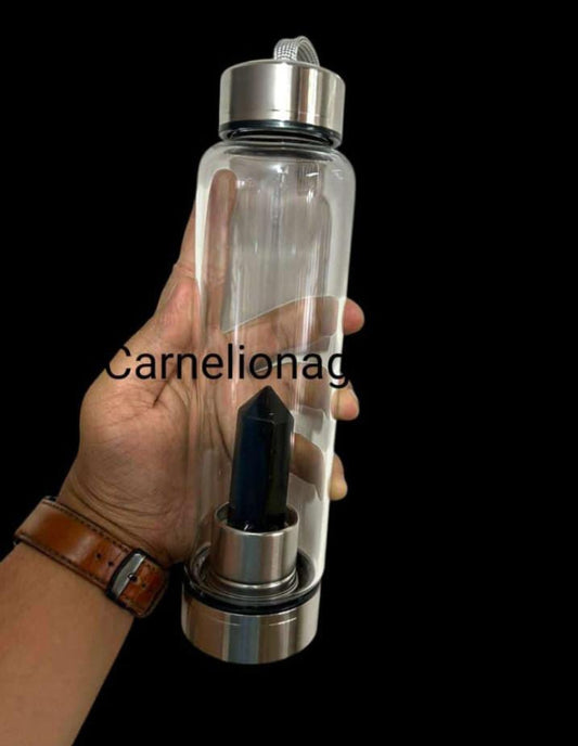Black Obsidian Crystal Water Bottle