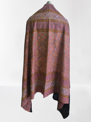 Black & Orange Floral Prints Kani Shawl