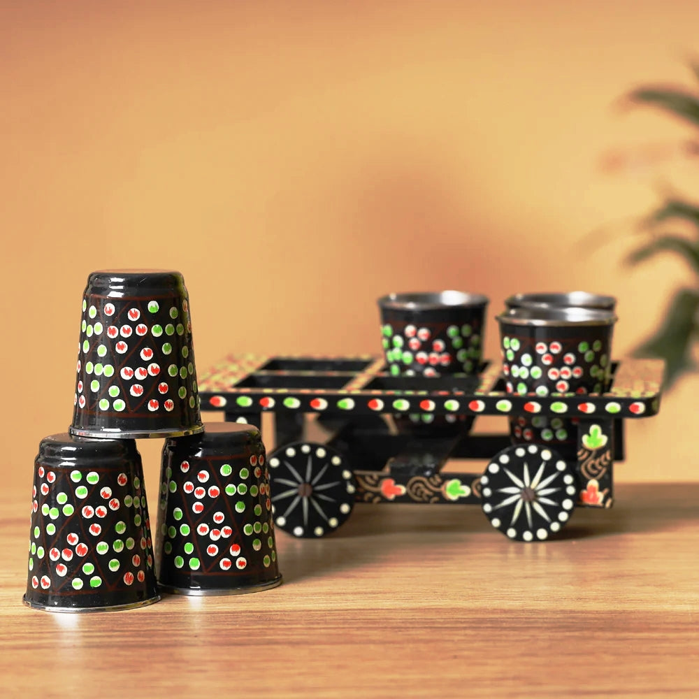 Black Thela Gadi Kettele & Glasses Set